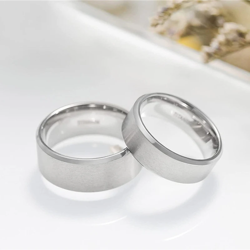 Tigrade 4/6/8/10mm Silver Color Men's Titanium Ring Brushed Man Wedding Band Engagement Rings Male Jewelry Couple anel feminino 2
