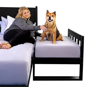 Dog Bed Frame - Wooden Raised Dog Bed Frame Only, Human-Style Freestanding Pet Bedside Cosleeper For Dogs & Cats, Wood Bunk 1