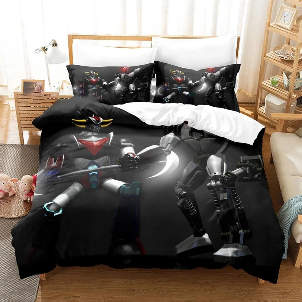 Goldorak Bedding Set 3D Printed Grendizer Duvet Cover 3Pcs Double Twin Full Queen King Adult Kids Bedclothes Quilt Cover