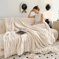 Soft Fluffy Wide Striped Blankets for Beds Air Conditioner Plush Throw Blanket Winter Bed Linen Sofa Cover Bedspread Blankets 2
