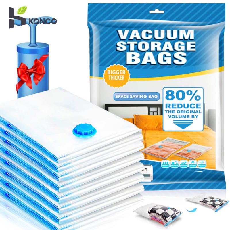  1/5/10pcs Vacuum Storage Bags,Space Saver Storage Bags for Clothes,Pillows,Comforters,Vacuum Compression Bags with Hand Pump 