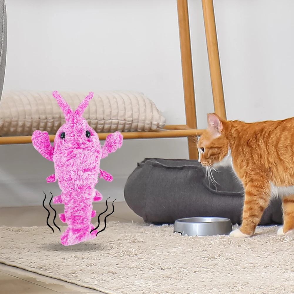 USB Charging Floppy Lobster Cats Toy Cute Interactive Shrimp Dog Toys Washable Electric Dancing Lobster Toy Pet Supplies 3