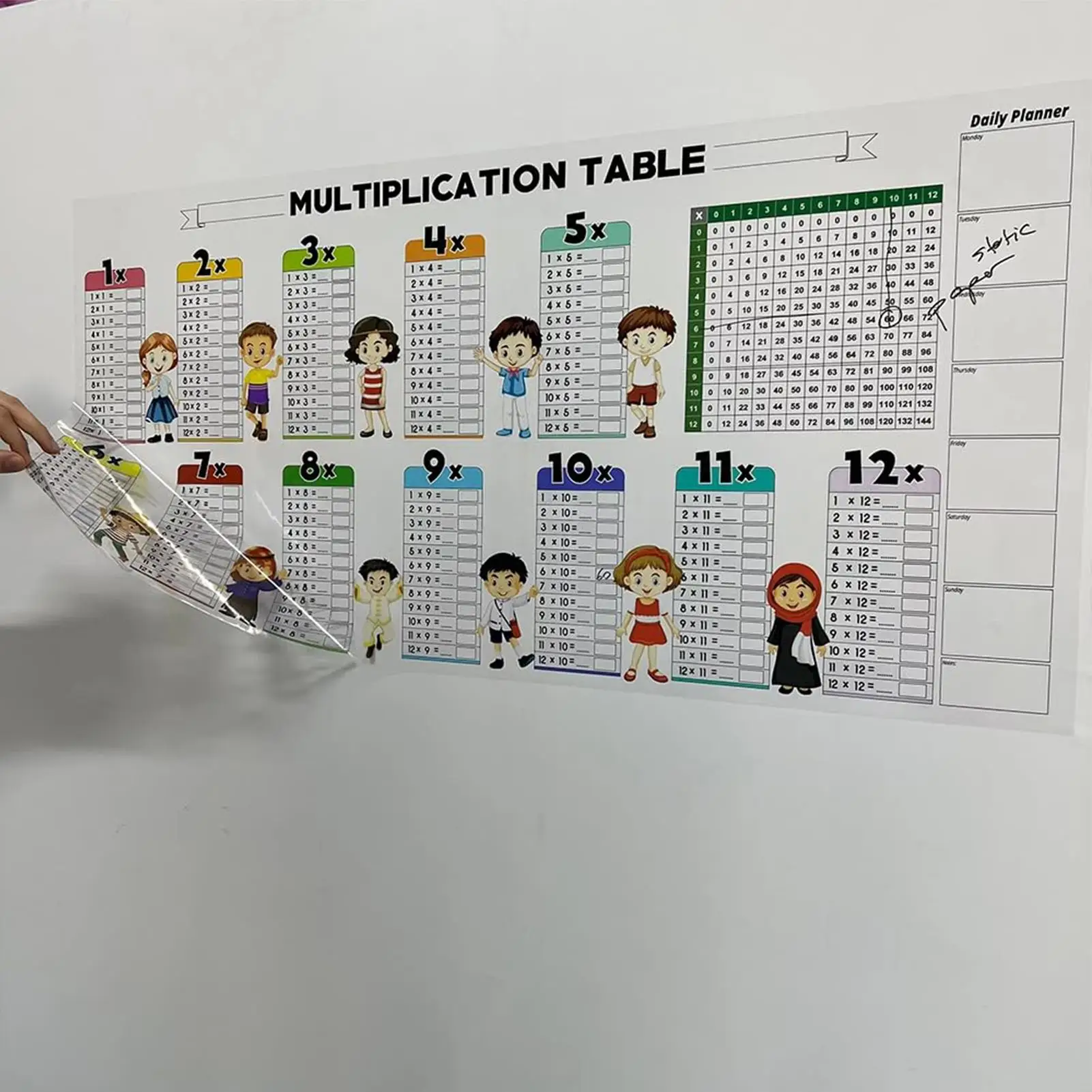 NEW Multiplication Table Poster Static Dry Erase Math Chart Wall-Mounted Reusable Children's Math Chalkboard Educational Tools