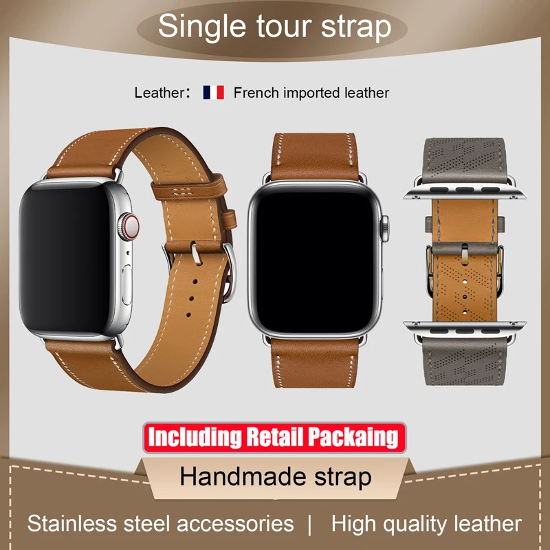 

Ремешок для Apple Watch Band Ultra 8 7 6 5 4 3 2 1 SE iWatch, браслет из натуральной кожи для Apple Watch, 49 мм 44 мм 45 42 41 40 38 мм