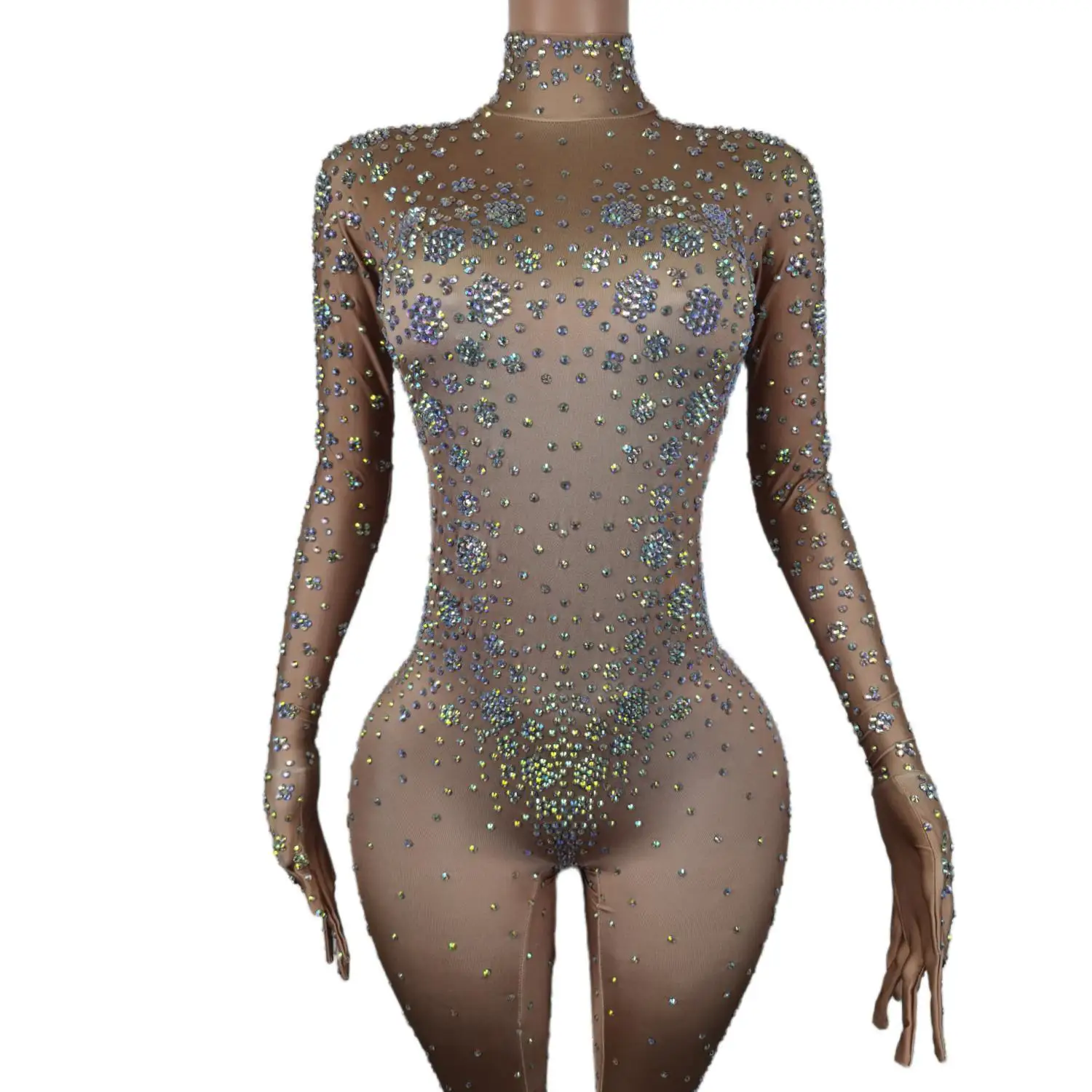 Sparkly Rhinestones Jumpsuits Women Sexy Nightclub Outfit Dance Costumes Performance Clothing Party Celebrate Stage Show Wear