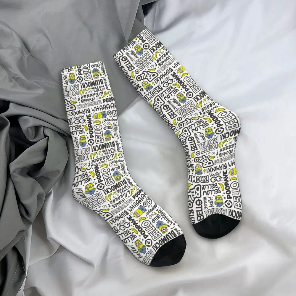 Custom Cool Print M- Minions Cartoon Socks for Women Men Stretchy Summer Autumn Winter M- Minions Bananas Crew Socks 208 Sf67e08cbc52a4cd8a797db94d7ab8512D