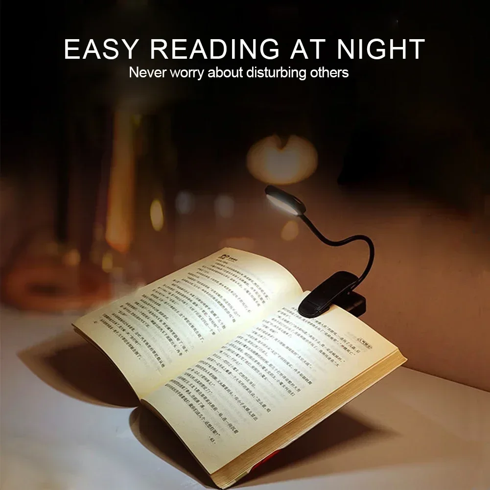 Portable LED Book Light with Flexible Clip - White Daylight Reading Lamp