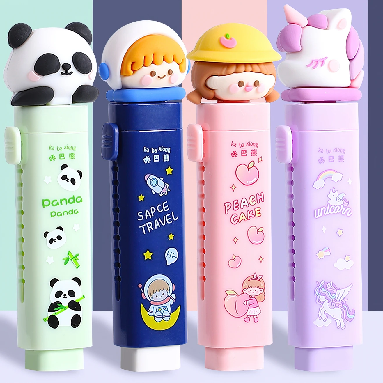 Cartoon Eraser Refill Set Propelling Type Refillable Less Dust Cleaning Correcting Tools F7625 2