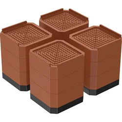 Adjustable Heavy - Duty Furniture Risers with Detachable Layers and Heightening Foot Pads (4pcs brown)