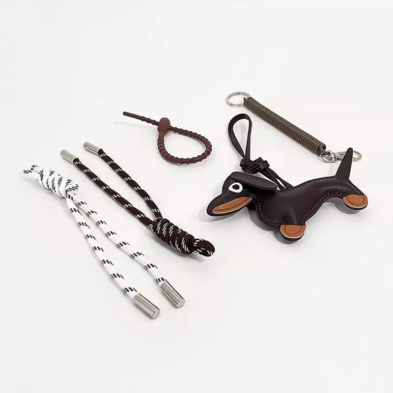 Leather Dachshund Bag Pendant Creative Keychain Lanyard bag Accessory Key Pendant Car Keyring Gift