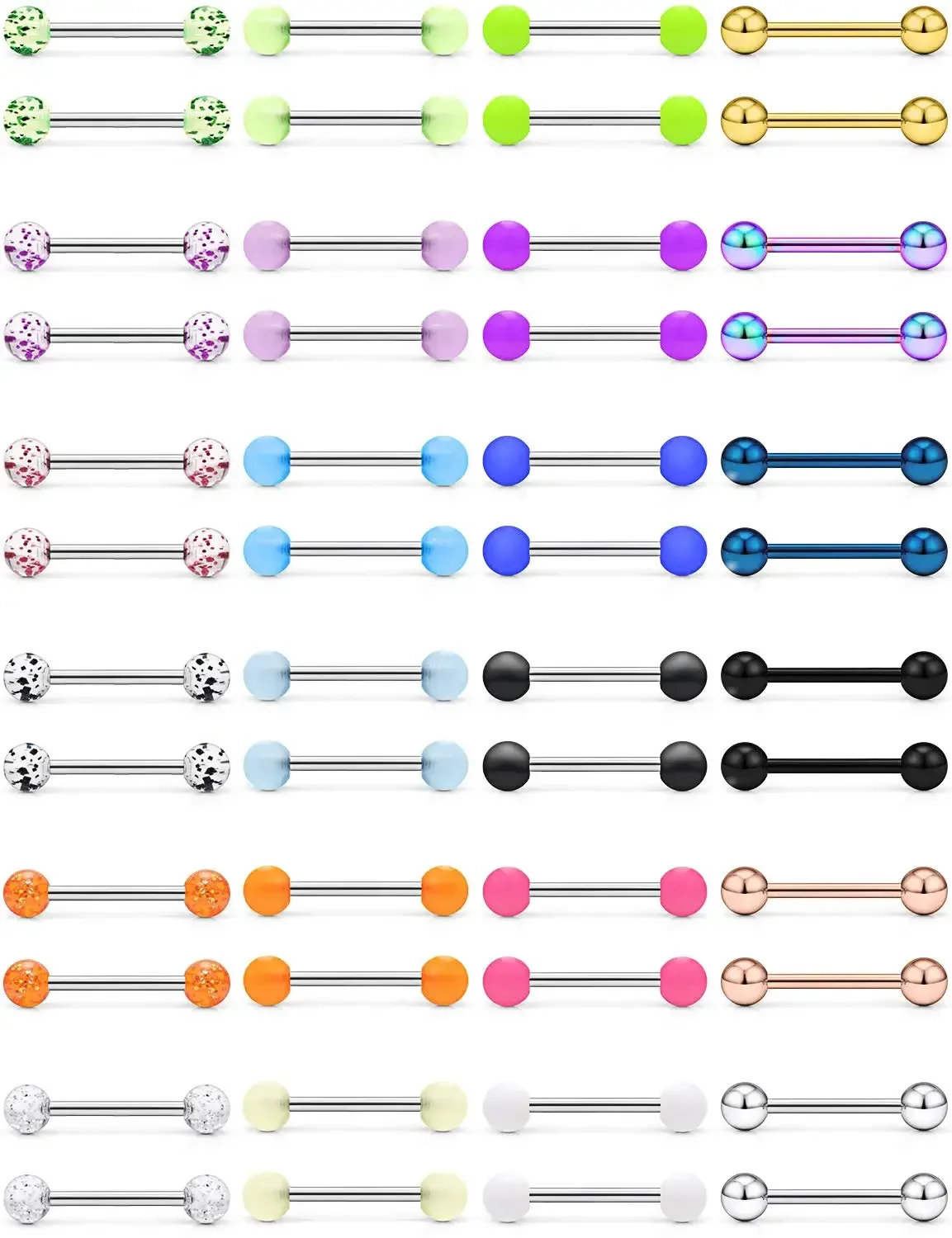 

48 шт. 14 г кольцо для языка прямая штанга хирургические плоскогубцы из нержавеющей стали для сосков кольцо для пирсинга тела для женщин мужчин металлические 16 мм