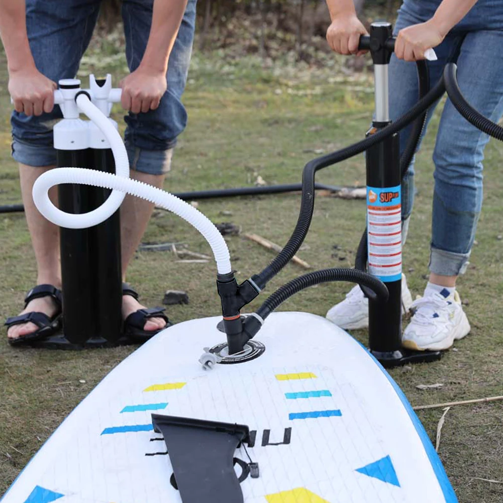 Air Valve Adapter Inflatable Rowing Rubber Boat Paddle Canoe Kayak Air Valve Pump Compressor Converter 2 Head for SUP Board