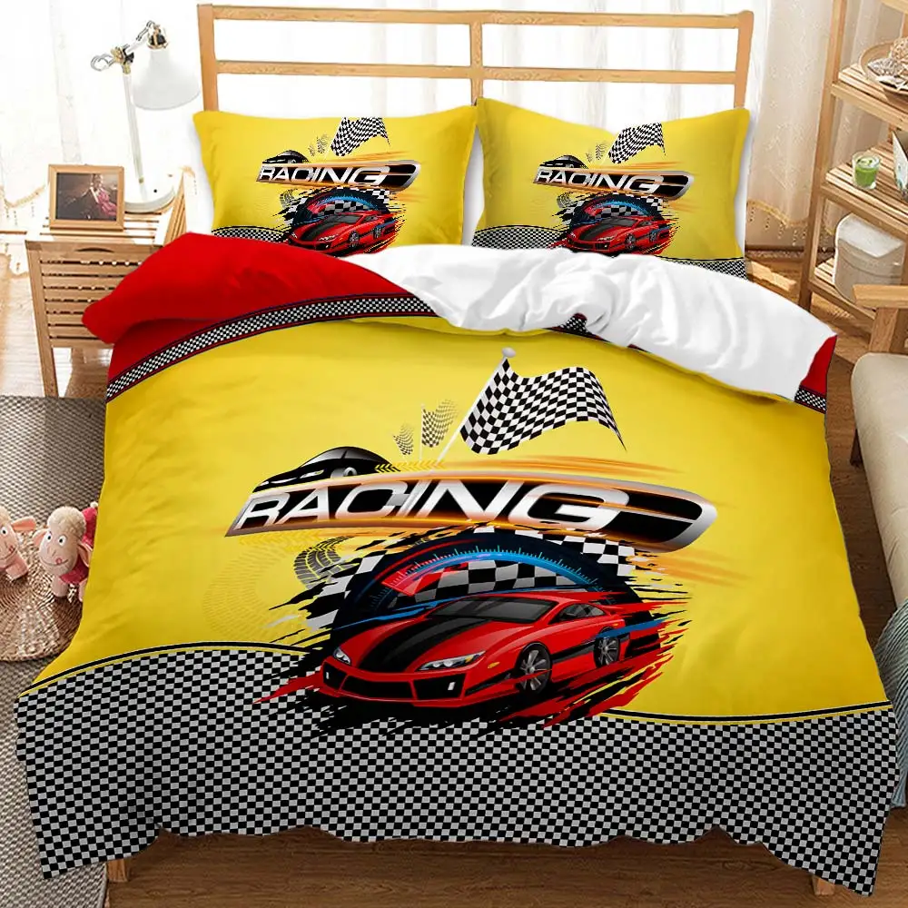 

Race Car Extreme Sports Cool Car Sports Bedding Set Boys Girls Twin Queen Size Duvet Cover Pillowcase Bed Kids Adult