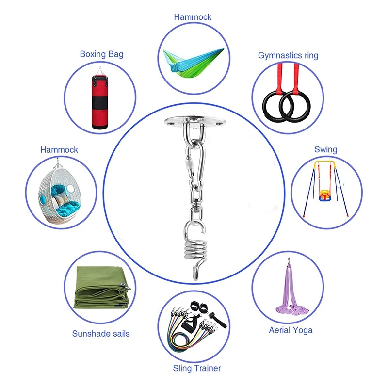 Swing Suspension Hardware,Suspension Ceiling Hook, 360° Rotating Heavy Hook,For Porch Chair Yoga Hammock Gym Swing,Etc 6