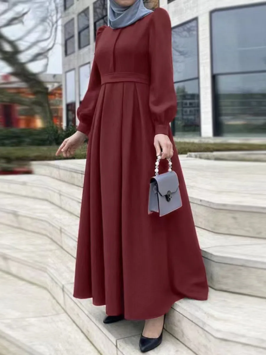 Eid Muslim Dress for Women Abaya Morocco Ramadan Lace-up Abayas Kaftan Islam Zipper Solid Dubai Arab Long Robe Vestidos Largo