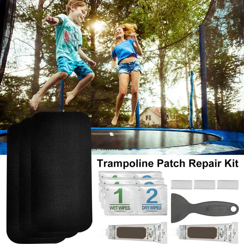 12pc Trampoline Patch Repair Kit Rectangular Large Size Trampoline Mat Repair Set For Tear Or Hole Fixing Trampoline Accessories