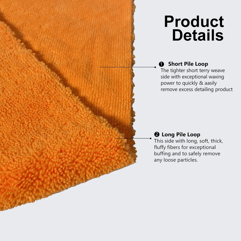 Microfiber Cleaning Cloths 3PCS 380GSM Car Detailing Towel 40x40CM Edgeless Multi-used