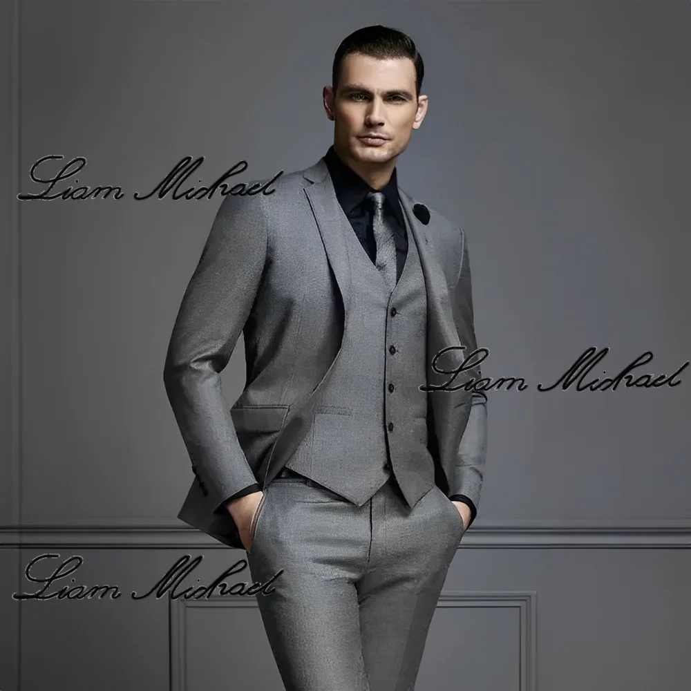 Gentleman Men's Suit 3 Piece Formal Jacket Pants Vest Wedding Groom Tuxedo Party Dress Slim Fit Outfit