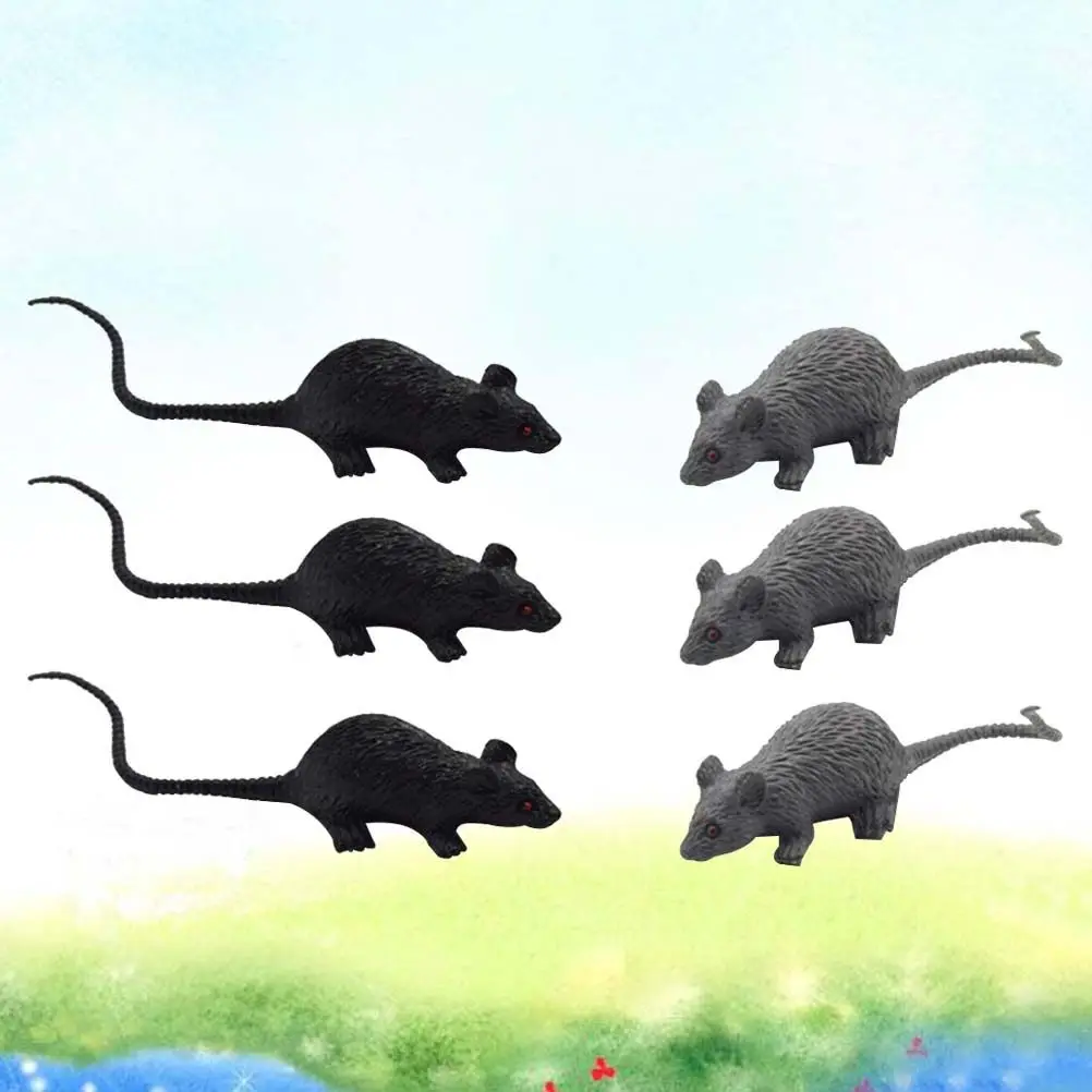 6Pcs 현실적인 테러 미니 마우스 블랙 그레이 작은 가짜 마우스 장난 할로윈 파티 농담 공포 재미 할로윈 농담 장난 모델