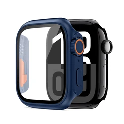Enhanced Glass and PC Protective Cover for Apple Watch - Premium Appearance Upgrade (Midnight blue)