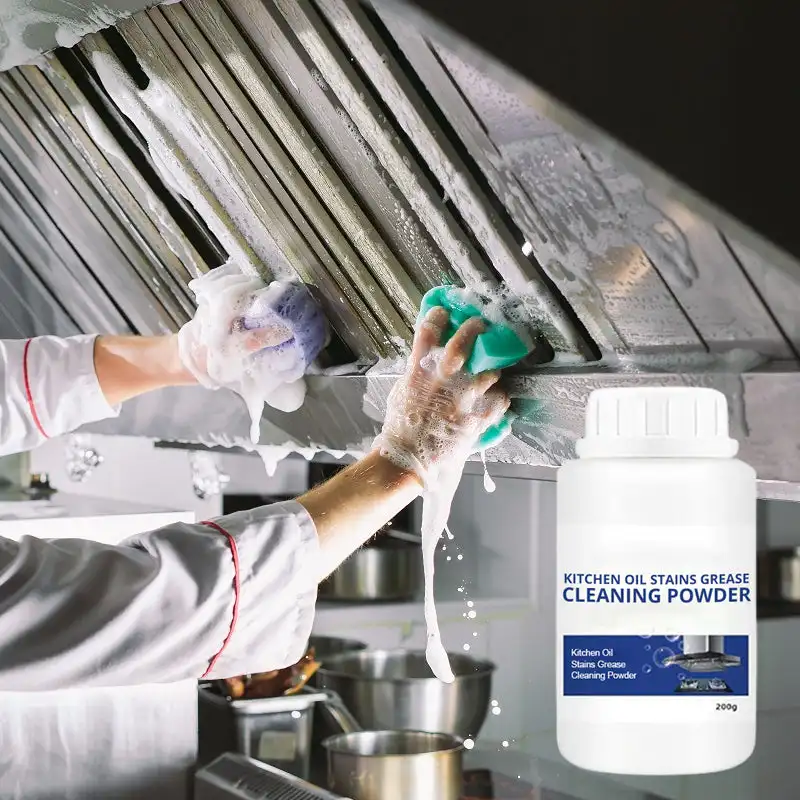 200g Oil Stains Cleaning Powder Kitchen Utensils Range Hood Cooktop Heavy Oil Dirt Grease Cleaner