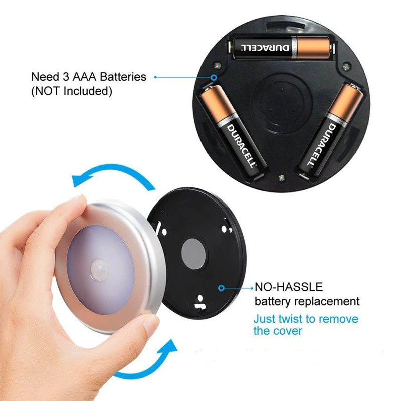 With magnetic LED body sensing switch nightlight bedroom room stairs kitchen cabinet light battery version