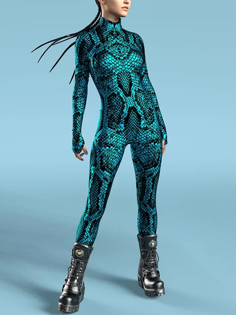 Costume De Serpent Pour Femmes, Combinaison Unique De Festival D'animaux, Tenue De Rave D'halloween, Costume Zentai De Cosplay, Collants De Mascarade De Fête