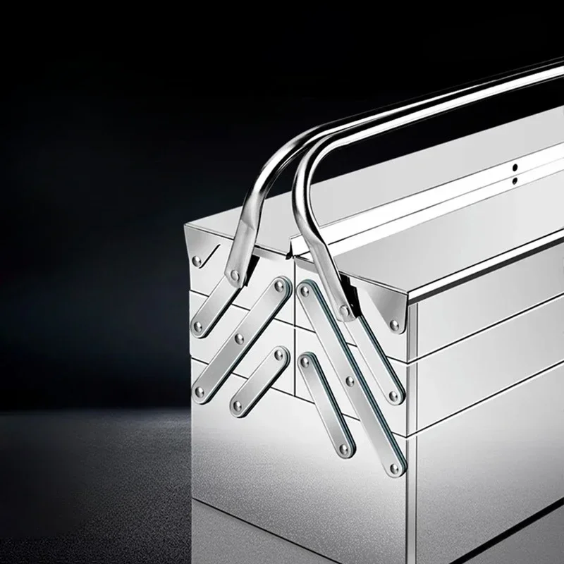 Thickened Stainless Steel Toolbox Multi-functional Three-layer Folding Professional Iron Tool Box Home Tools Packaging 3