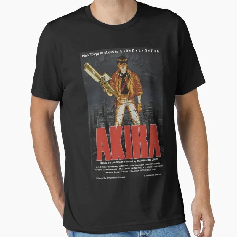 80er Jahre Retro Anime Akira One Gun Japan Manga bedrucktes Kurzarm-T-Shirt mit Rundhalsausschnitt für Männer Große Größe Erwachsene Tops S-6XL