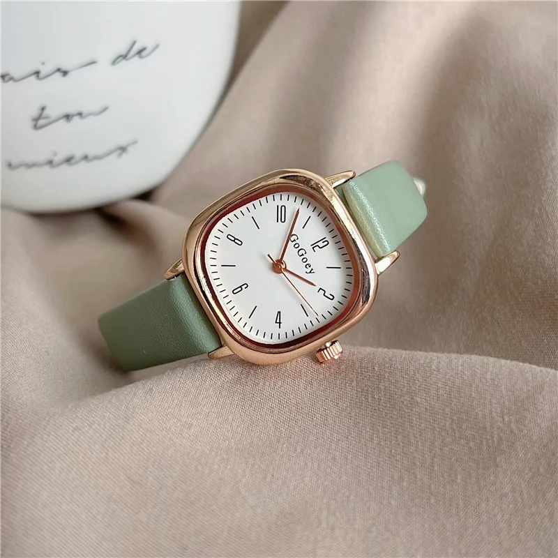 

Fashionable Clock Waterproof Wristwatch Women Fashion Retro Square Quartz Digital Mini Dial Casual Wrist Watches Leather Strap