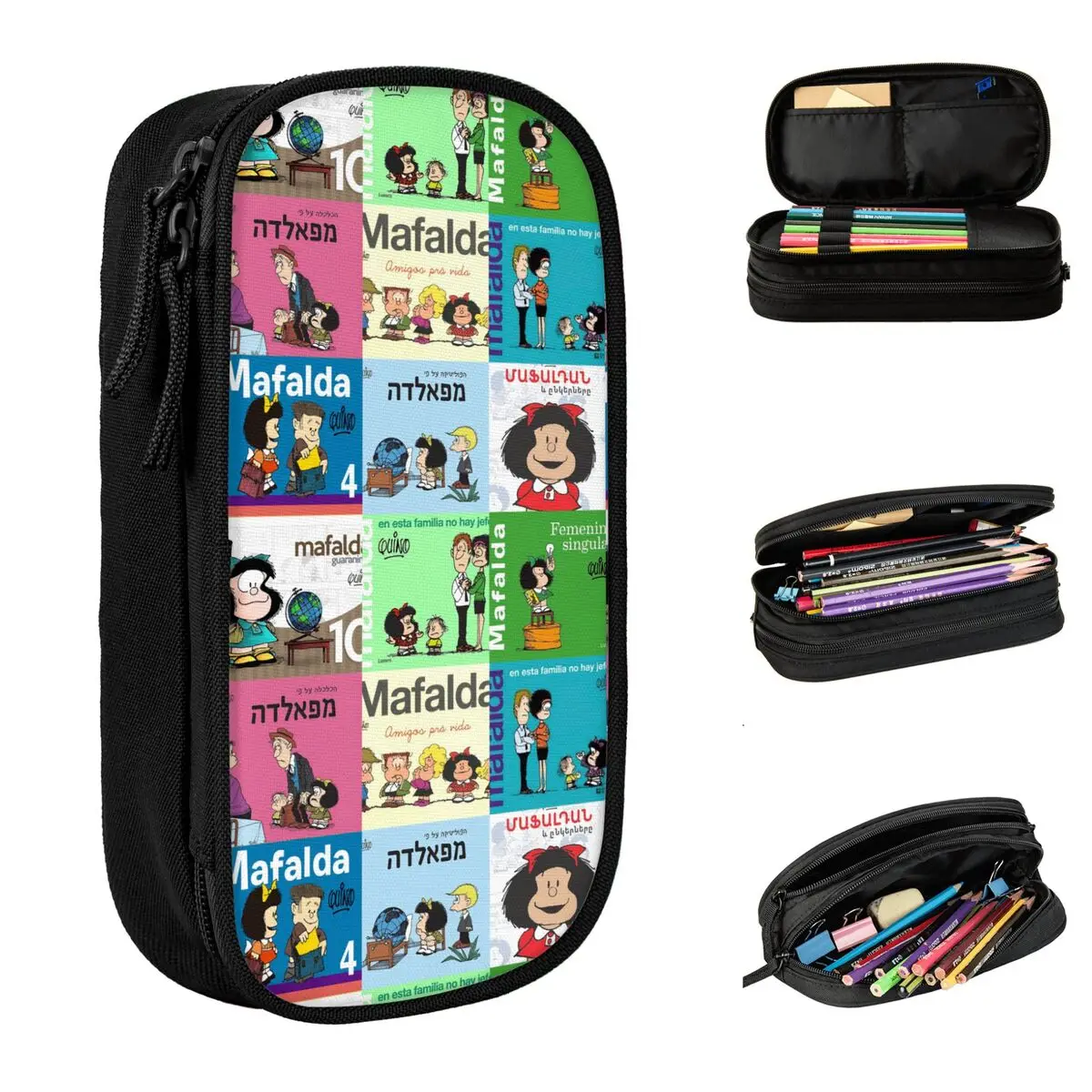 

Fashion Mafalda Cartoon Pencil Case Anime Pencil Pouch Pen Box for Student Big Capacity Pencil Bags School Supplies Stationery