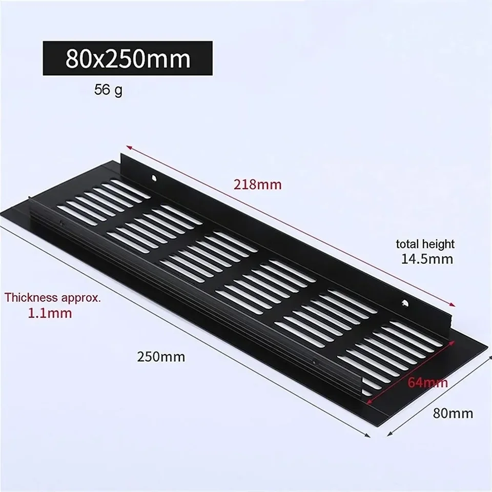 Aluminium Lüftungsgitter 150x400 Mm – Für Schrank, Kleiderschrank, Badezimmer, Silber