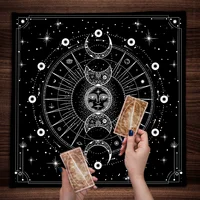 Bohemian Moon Phase Tarot Tablecloth Altar Cloth Divination Decoration Black Starry Sky Moon Witchcraft Tarot Card Table Cloth 2