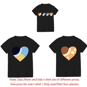 Heeler Family Love Hearts Bluey-Inspired Color Palette Hearts Classic T-Shirt Daddy Mommy Mini Family Matching Outfits Set