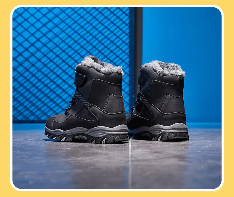 Winter Schnee Warme Pelz Jungen Sneaker Gummi Wandern Schuh Mode Kinder Schuhe Wasserdichte Leder Stiefel Kinder_voghion.com