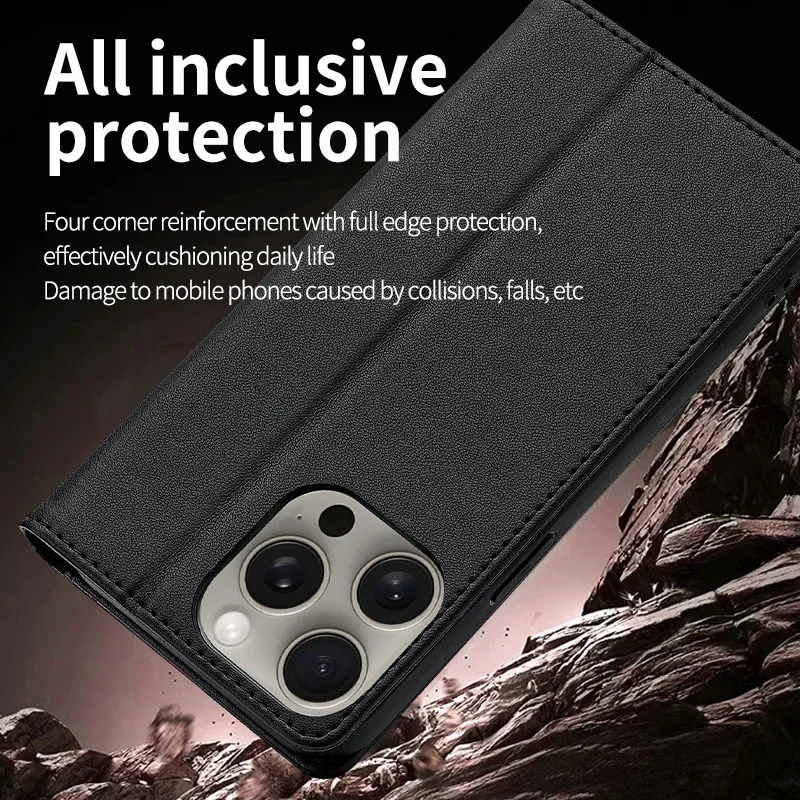 Sleek Leather Protective Case with Magnetic Closure and Enhanced Durability