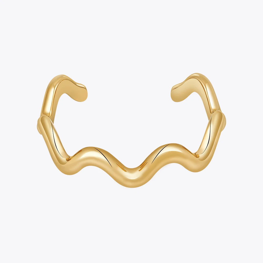 

ENFASHION Pulseras Geometry Line Wave Open Bangle For Women 18K Gold Color Plated Fashion Cute Elegant Jewelry Birthday B232359