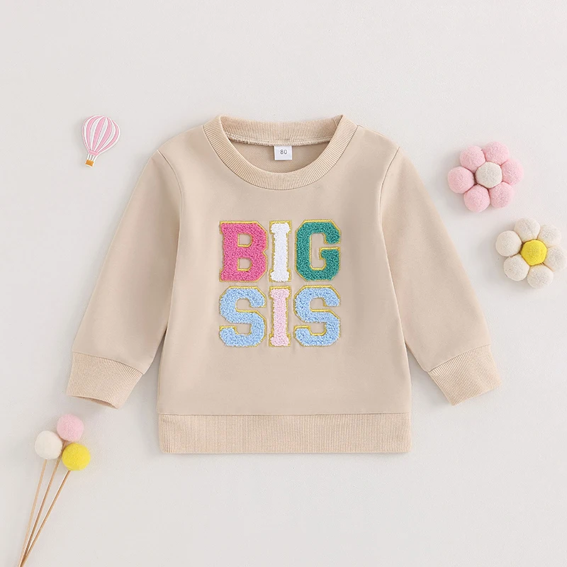 

Omkzanbi Fall Big Sister Little Sister Matching Outfit Sweatshirt Bubble Romper Long Sleeve Announcement Cute Bodysuit