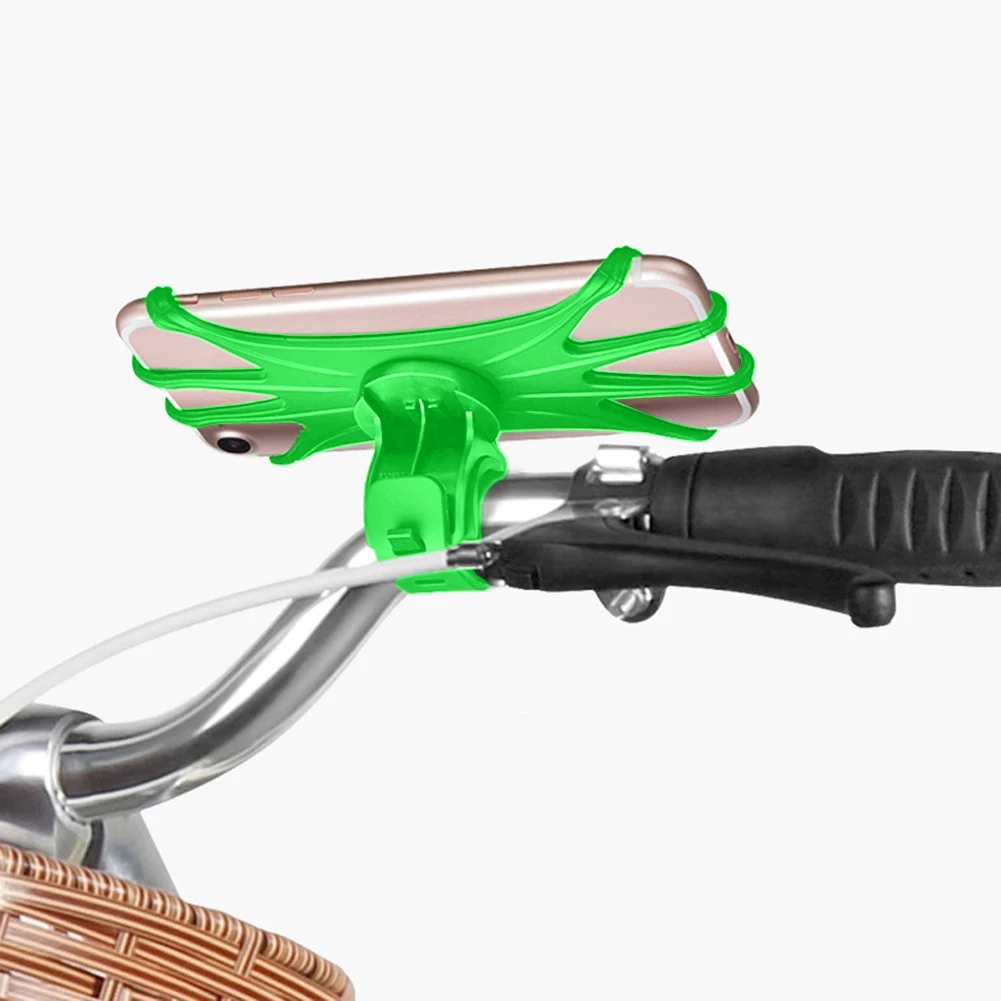 Bike Handlebar Phone Mount Silicone Bicycle Navigation Phone Bracket Shockproof for Phone Length Under 16.5cm Width Under 8cm