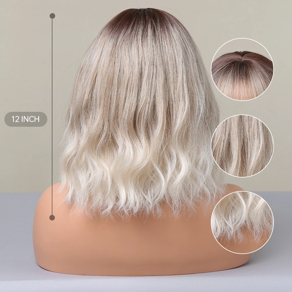 Henry Margu Short Wavy Bob Synthetic Wigs With Bangs Brown To Platinum  Blonde Ombre Wigs For White Women Cosplay Heat Resistant - Synthetic  Wigs(for White) - AliExpress