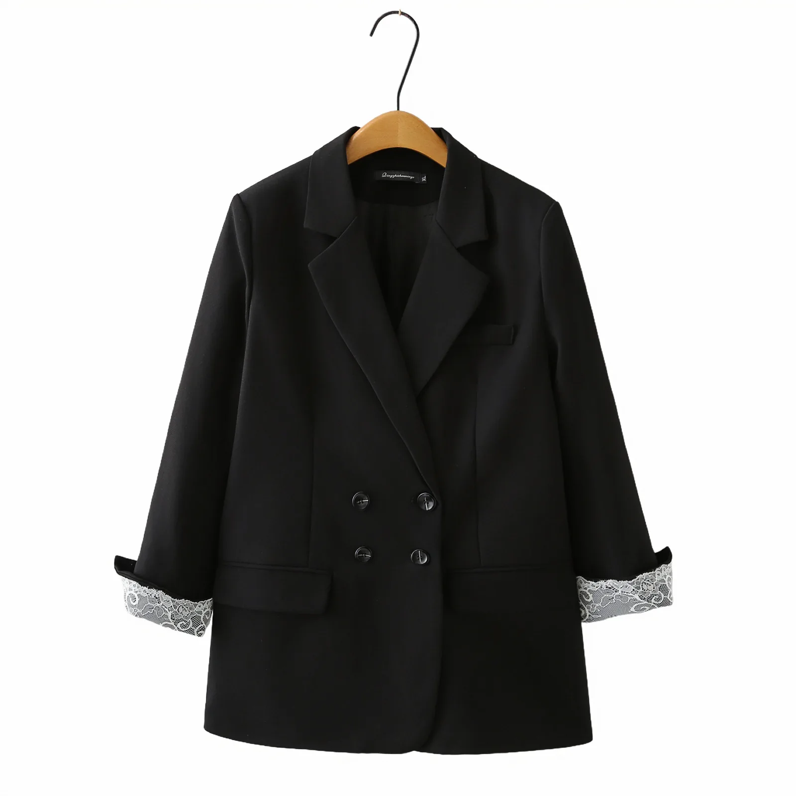 XXXXL Fashion Plus Size Women's Blazer Autumn New Casual Double Breasted Cuffs With rolled-up Lace Suit Jacket 2515