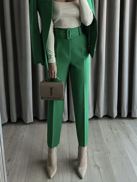 HIGH-WAIST CULOTTE TROUSERS - Apple green | ZARA Uzbekistan