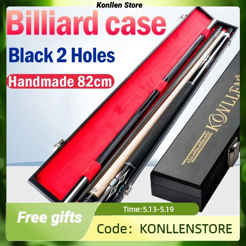 konllen-bilhar-pool-cue-case-preto-2-buracos-cue-stick-box-handmade-82cm-high-capacity-box-impermeavel-bilhar-acessorios