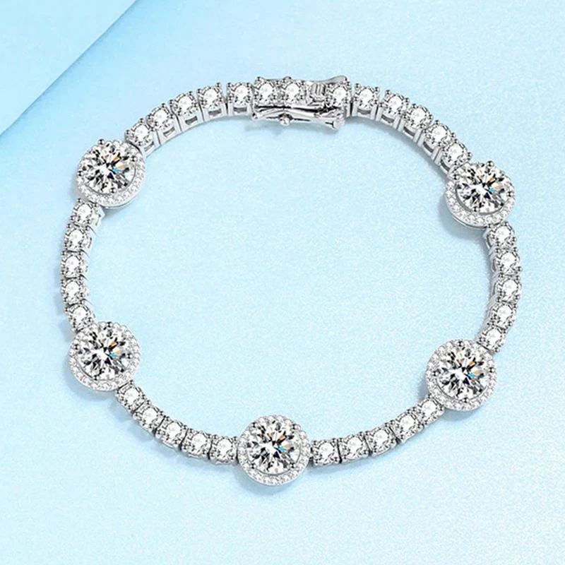 NeeTim Moissanite Tennis Bracelets for Women Sparkling Diamond 925 Sterling Silver with White Gold Plated Luxury Jewellery Gift NeeTim Moissanite Tennis Bracelets for Women Sparkling Diamond 925 Sterling Silver with White Gold Plated Luxury Jewellery Gift