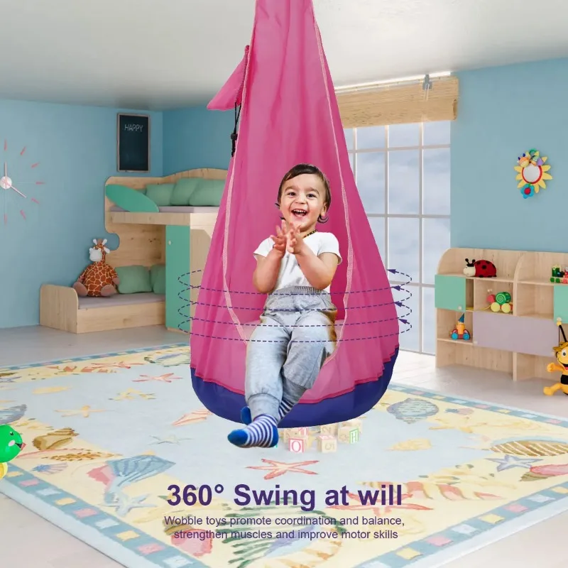 Kids Pod Swing Seat without Cushions Folding Hanging Hammock Hanging Swing Seat Child Hammock for Indoor Outdoor Suspension Seat 2