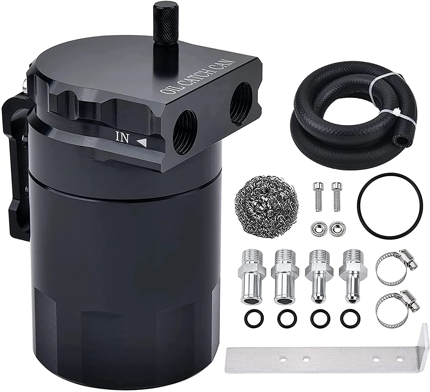 Baffled Oil Catch Can,Oil Separator Catch Can 300ml Universal Aluminum Black