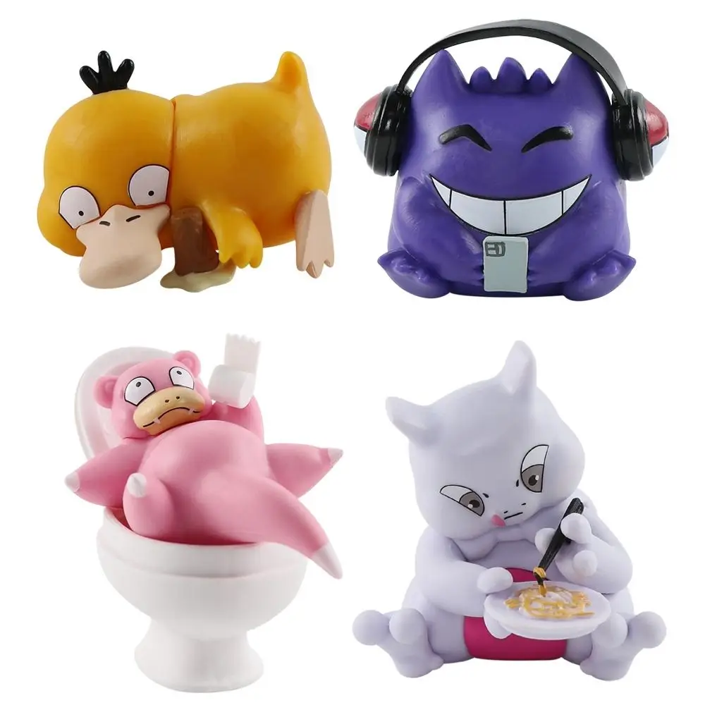 

4pcs Pokemon Cartoon Anime Gengar Mewtwo Funny Trendy Toys Fashion Figures Children's Dolls Home Decoration Car Ornaments Gifts