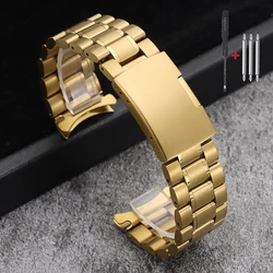 Elegant Silver and Gold Stainless Steel Watch Band Bracelet with Tools - 22mm (Gold - Arc end)
