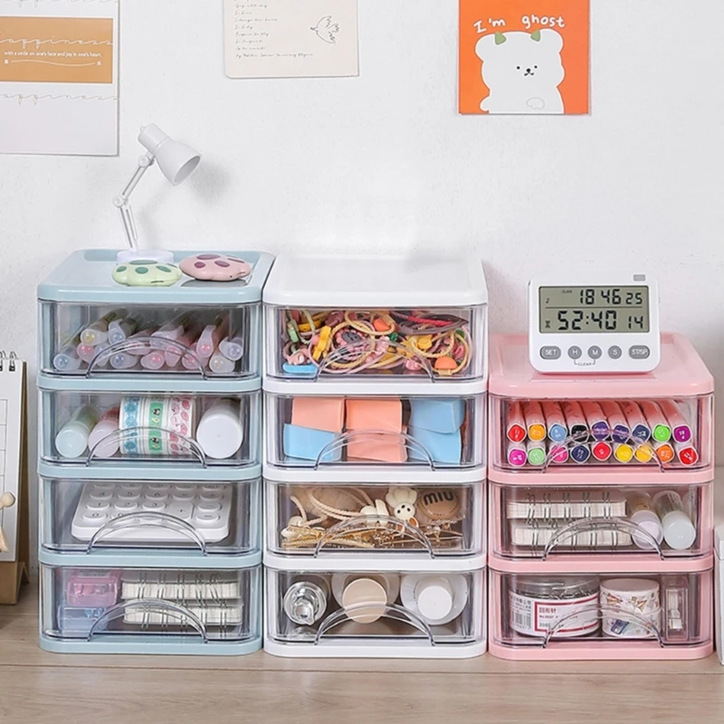 Small Desk Organizer Stackable Desktop Storage Clear Desktop Storage Drawers Makeup Organizers Plastic Storage Box 896C 4