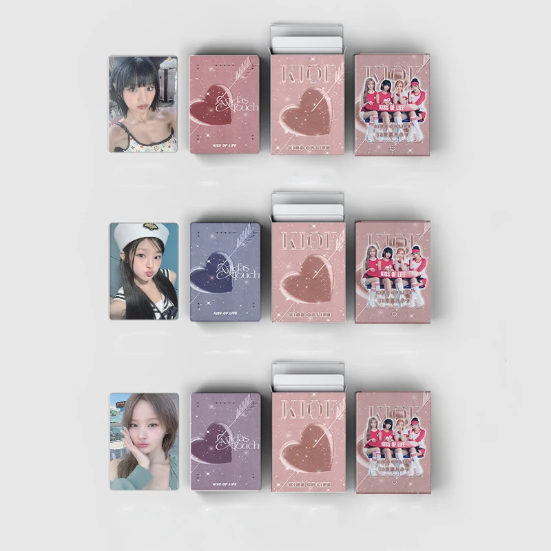 50pcs/set KISSOFLIFE Girl Group Laser Card Album LOMO Card Postcard BELLE NATTY KIOF Greeting Luminous Collection Gift lomo cards album cards bookmark postcard